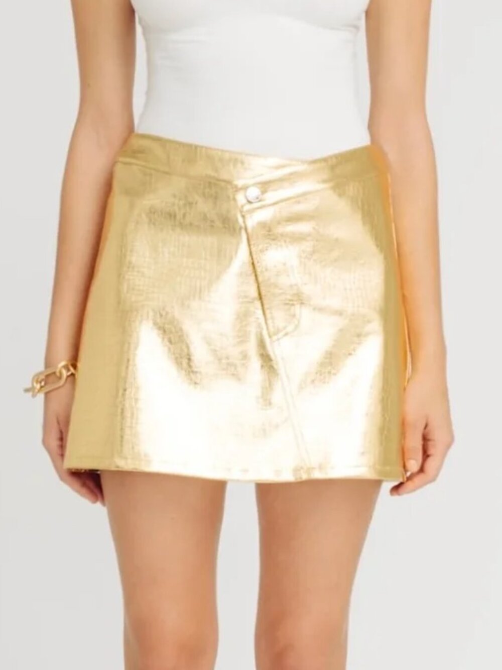 Torn by Ronny Kobo DONNIE SKIRT Metallic Gold XS